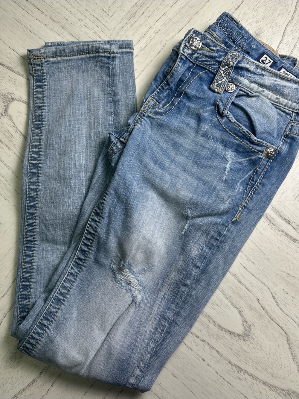 Miss Me Blue Distressed Women's Skinny Jeans